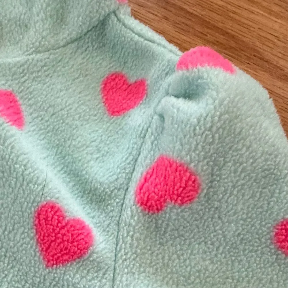 The Children's Place Girls Blue Fleece Zip Up Heart Hoodie Jacket Peplum Size 2T